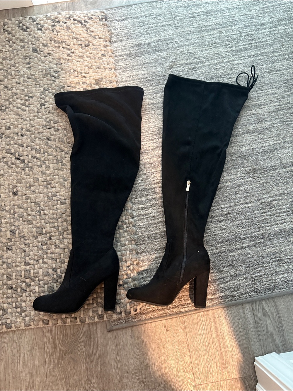 Rouge! Black Over-the-Knee Block Heel Boots